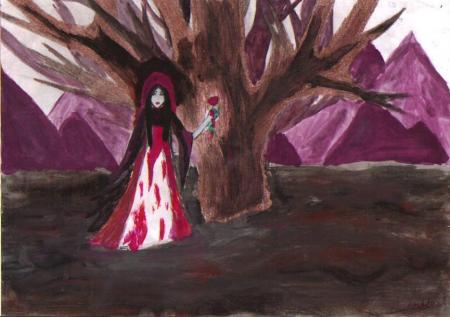 jeune fille � la rose sanglante