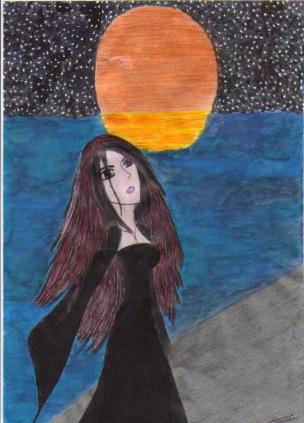 le premier de l'an 2007! Une jeune fille au bord d'un lac...